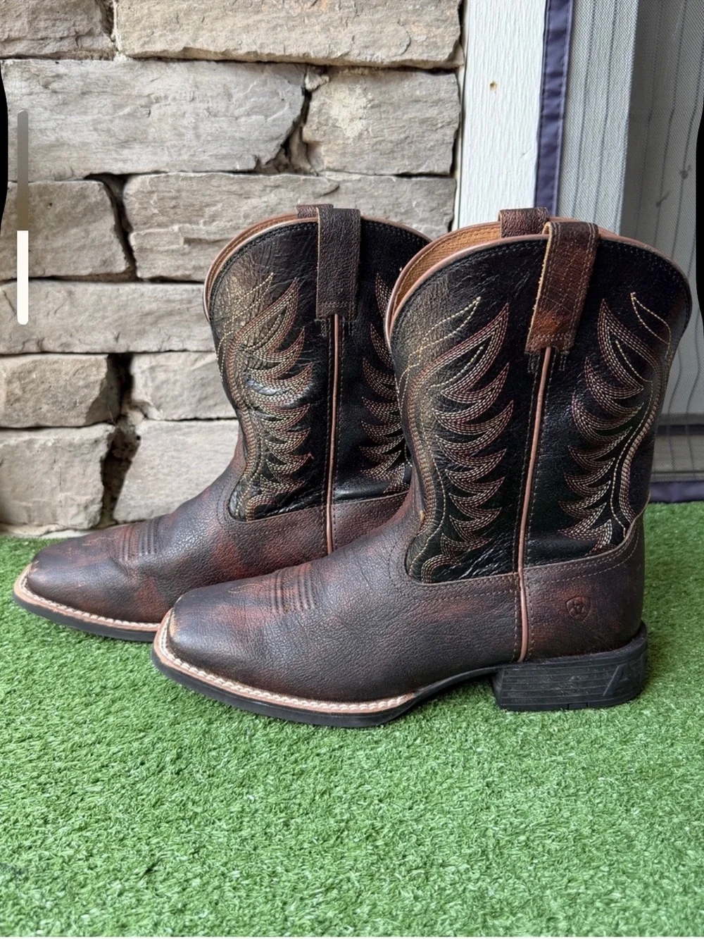 Ariat Amos Distressed Leather Size 6 Youth Kids Western Boots